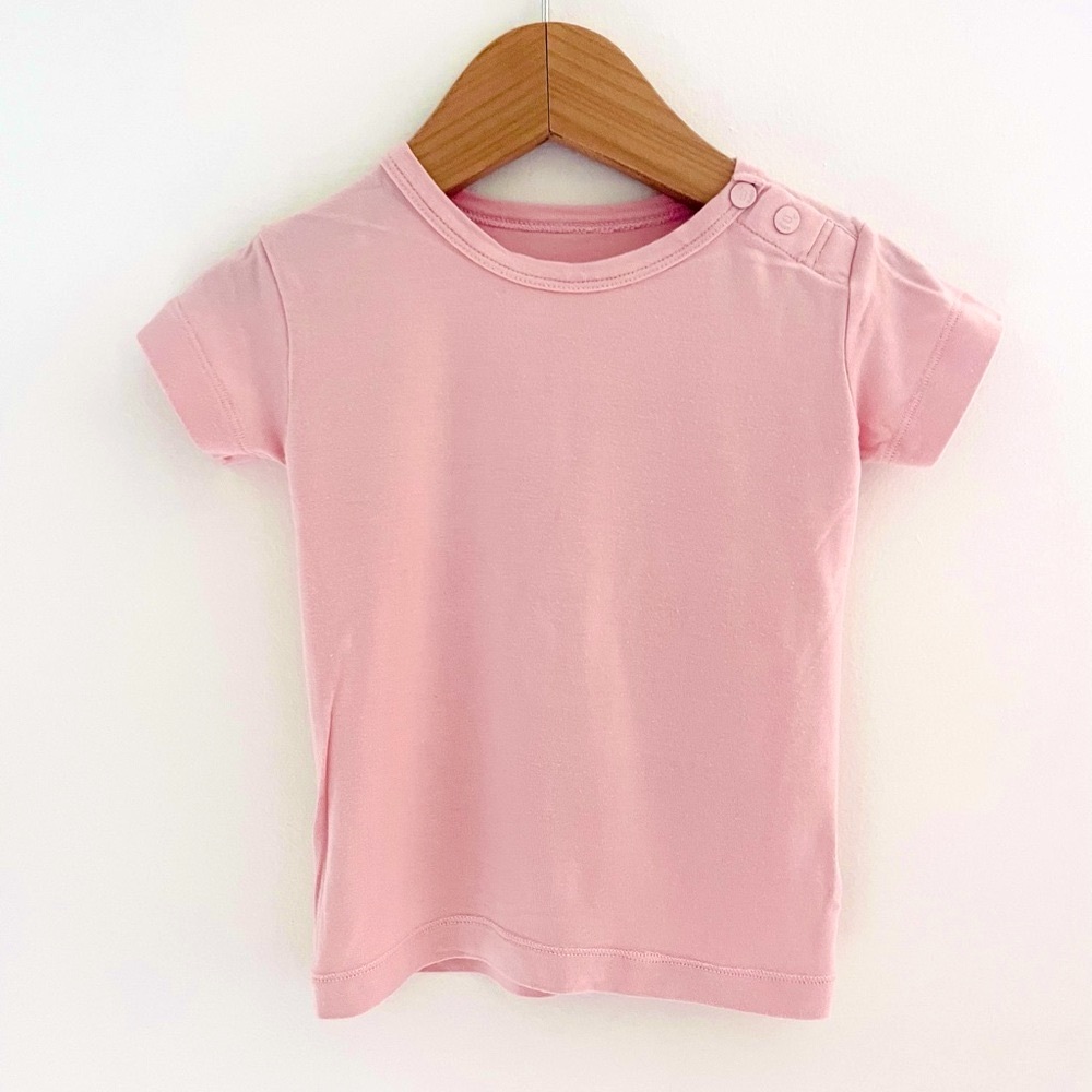 5/$30💥Bamboo BOODY Baby Tee, Australian Brand, Pale Pink, Snaps, Short Sleeves
